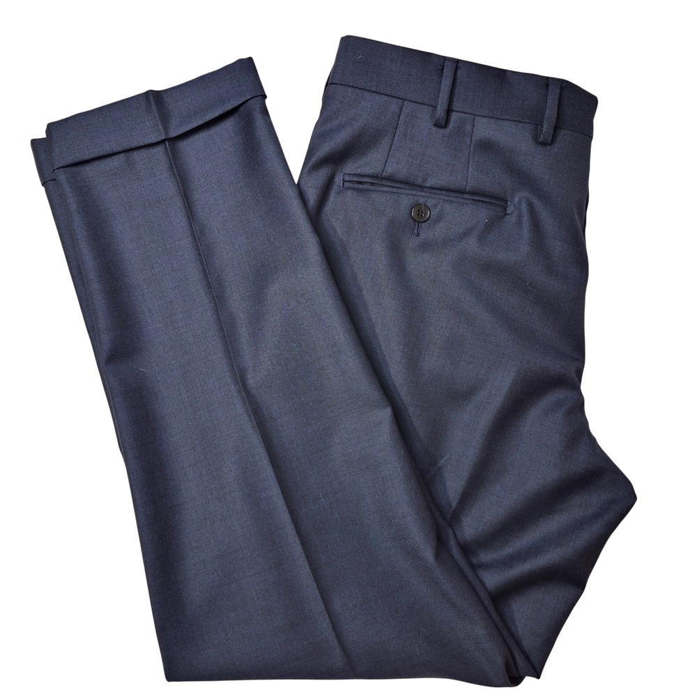 Luigi Bianchi Mantova Dress Pants Mens 34/29 Blue Wool Sartoria Italy Super 110s